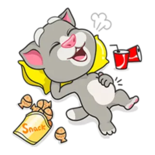 🍱 Talking Tom Snack cat, cartoon, food, animal, snack, sleep telegram sticker