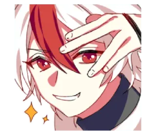 ✨ anime, cartoon, character, red, white, hand whatsapp sticker
