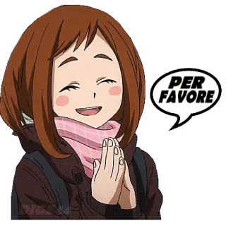 🙏 PER FAVORE โปรด, โปรด, อิตาลี, สาวอนิเมะ, ยิ้ม telegram sticker