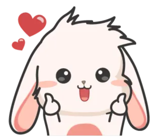 💕 thỏ, dễ thương, kawaii, trái tim, thỏ, động vật, phim hoạt hình telegram sticker