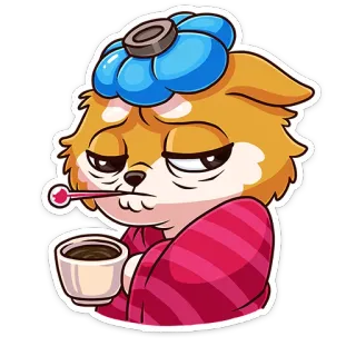 🤒 doente, cão, doente, termômetro, dor de cabeça, febre telegram sticker
