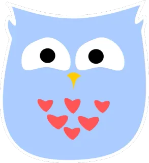 😀 coruja, fofo, desenho animado, coração, animal, adesivo whatsapp sticker