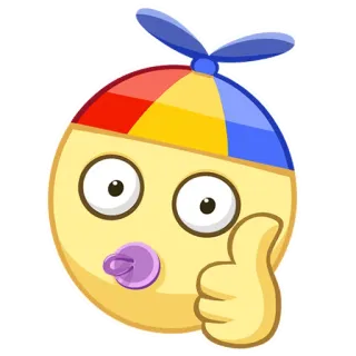🧢 emoji, baby, pacifier, thumbs up, hat, helicopter telegram sticker