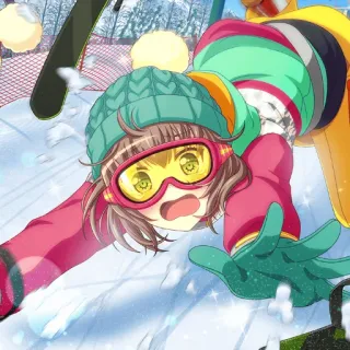 😨 anime, nieve, invierno, dibujos animados, esquí, personaje telegram sticker