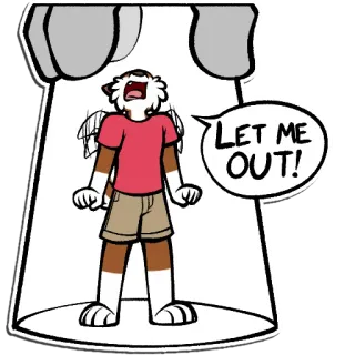🥤 LET ME OUT! Мультфильм, В ловушке, Собака, Речевой пузырь, В отчаянии, Помощь, Срочно telegram sticker