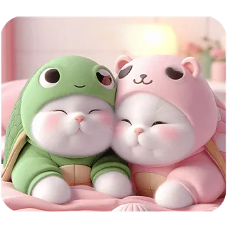 🥱 mignon, chat, kawaii, animaux, tortue, ours, dessin animé, adorable whatsapp sticker