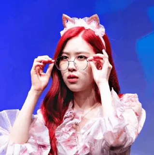 🥀 Rose バラ, KPOP, メガネ, 歌手, 赤髪, アイドル telegram sticker