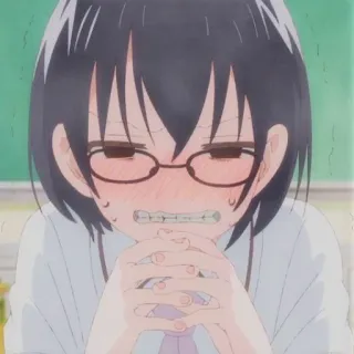 😬 anime, nerveus, verlegen, meisje, bril telegram sticker