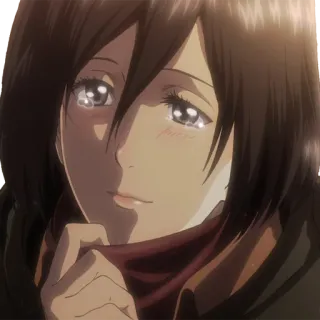 ☺️ Mikasa Ackerman Attack on Titan Anime, Huilend, Verdrietig, Personage, Vrouw telegram sticker