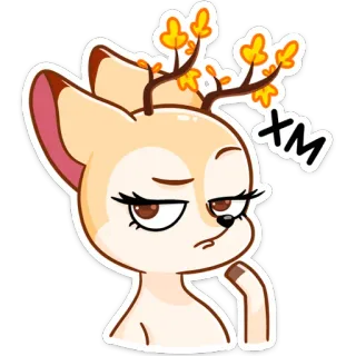 🤔 XM cervo, animal, desenho animado, fofo, adesivo, outono, folhas whatsapp sticker
