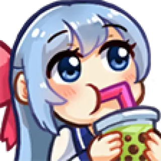 🥤 アニメ, ちび, 可愛い, タピオカミルクティー, 飲む telegram sticker