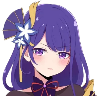 😡 Raiden Shogun Genshin Impact Anime, Gra wideo, Genshin Impact, Raiden Shogun, Postać, Fioletowe włosy telegram sticker
