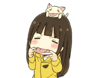 😛 การ์ตูน, อนิเมะ, ผู้หญิง, แมว, น่ารัก, ตลก, สติกเกอร์ telegram sticker