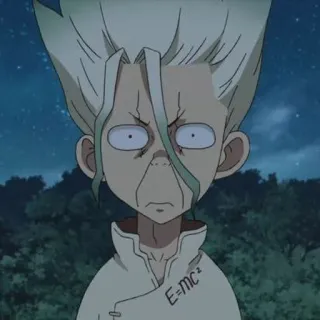 🥬 Senku Ishigami Dr. Stone E=mc² Аниме, Мультфильм, Наука, Доктор Стоун, Сенку, Уравнение whatsapp sticker
