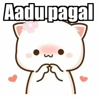 ⚜ Aadu pagal chat, mignon, kawaii, animal, dessin animé, pêche whatsapp sticker