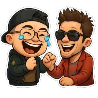 🤣 Cartoon, Freunde, Lachen, Fröhlich, Sonnenbrille, Freundschaft telegram sticker