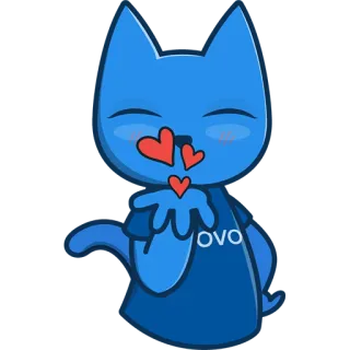 😘 ovo kucing, kartun, cinta, hati, biru, binatang, lucu telegram sticker