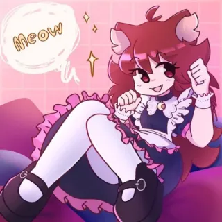 ♥️ Meow kocia dziewczyna, kawaii, anime, kreskówka, słodki, pokojówka, neko telegram sticker