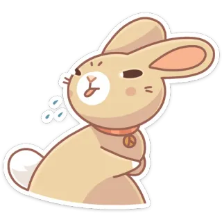 😝 rabbit, bunny, animal, cute, cartoon, peace symbol, collar telegram sticker