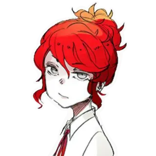 😒 pelo rojo, anime, manga, personaje, retrato, ilustración telegram sticker