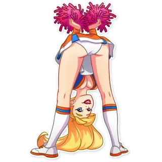 🙃 Cheerleader, Cartoon, Sexy, Bücken, Tanzen, Pompons telegram sticker