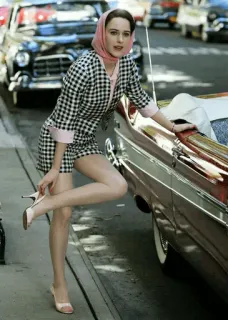 😏 woman, dress, car, fashion, style, vintage telegram sticker