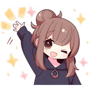 😉 cartoon, meisje, glitters, schattig, anime, kawaii, blij telegram sticker