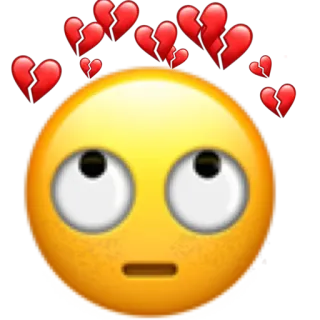 💔 이모지, 상처받은 마음, 사랑, 슬픔, 노란 얼굴 whatsapp sticker