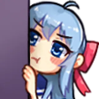 🙈 アニメ, 女の子, 可愛い, 覗き見, かわいい, 青髪, リボン telegram sticker