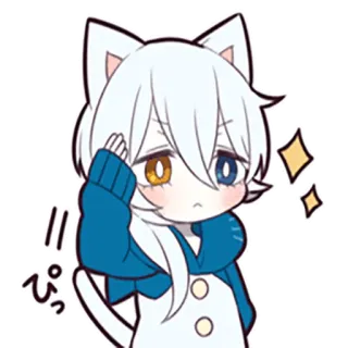 👮 ぺっ Anime, Kat, Kawaii, Schattig, Chibi, Glitter whatsapp sticker