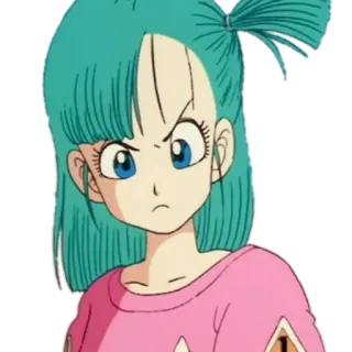 😠 Bulma Dragon Ball 애니메이션, 여자, 화난, 파란 머리, 만화 telegram sticker