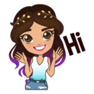 👋 Hi cartoon, hi, greeting, girl, wave, cute, friendly telegram sticker
