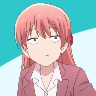 🎀 Anime, Garota, cabelo rosa, expressão, entediada, Mangá telegram sticker