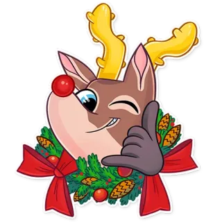 📱 natal, rena, emoji, placa me liga, festivo, feriado, desenho animado telegram sticker