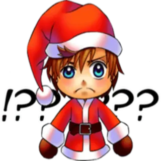 ⁉️ ??? navidad, papá noel, signo de interrogación, anime, dibujos animados, fiesta, lindo whatsapp sticker