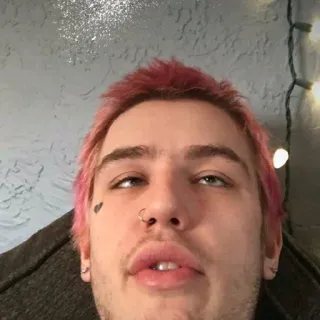 🥴 Lil Peep lil peep, แร็ปเปอร์, ใบหน้า, ภาพเหมือน, ผมสีชมพู telegram sticker