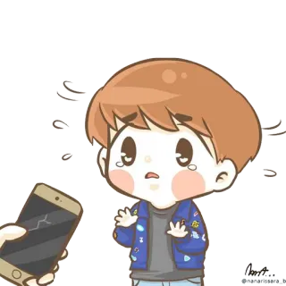 😭 tức giận, buồn, điện thoại hỏng, chibi, hoạt hình, nghệ thuật số telegram sticker