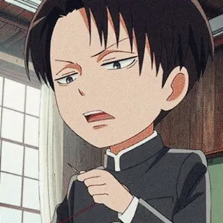 😒 Levi Ackerman Attack on Titan Anime, Mangá, Ataque dos Titãs, Levi, Levi Ackerman, Chibi telegram sticker