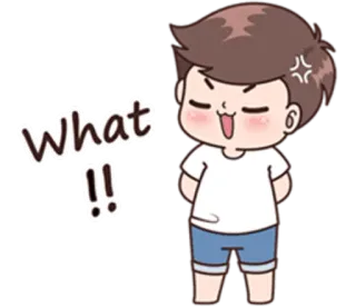😼 What!! Dessin animé, Agacé, Exclamation, Question, Garçon telegram sticker