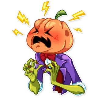 😡 halloween, pumpkin, monster, scary, lightning, zombie, creepy, spooky whatsapp sticker