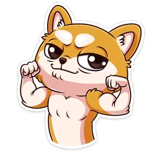 💪 cachorro, músculo, forte, desenho animado, adesivo telegram sticker