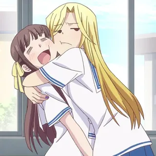 ❤️ anime, hugging, friends, cartoon, characters telegram sticker
