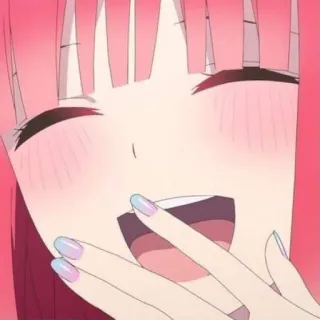 🦋 Anime, Chica, Sonrisa, Pelo rosa, Feliz, Linda/o telegram sticker
