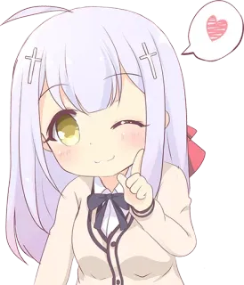 😘 สาวอนิเมะ, จิบิ, คาวาอิ, น่ารัก, ขยิบตา, หัวใจ, การ์ตูน, มังงะ telegram sticker