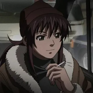😇 Revy Black Lagoon Anime, Rauchen, Waffe, Action, Frau whatsapp sticker