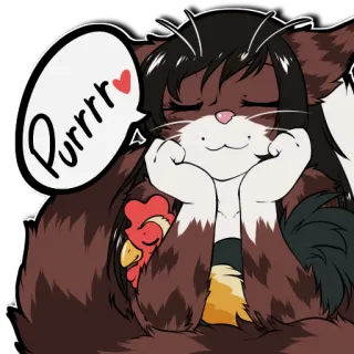 💕 Purrrr cat, cute, purr, animal, cartoon, chicken telegram sticker