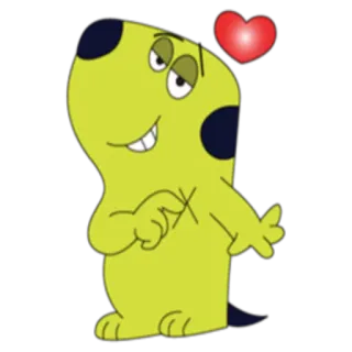 ❤️ dessin animé, chien, vert, cœur, amour, illustration whatsapp sticker
