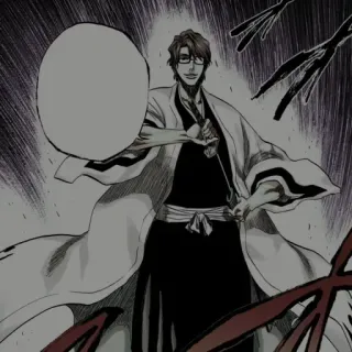 🧬 Sosuke Aizen Bleach Anime, Espada, Gafas, Villano, Manga, Malvado telegram sticker