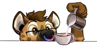 ☕ Furry, Anthro, Hiena, Café, Leche, Latte, Arcoíris, Piercing nariz telegram sticker