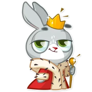 👑 アニメ, ウサギ, うさぎ, 王様, 王冠, 動物 telegram sticker